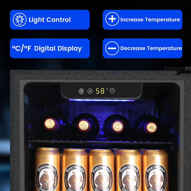 COWSAR 17.52'' 24 Bottle and 75 Can Single Zone Freestanding, Beverage Refrigerators & Coolers, Temperature Control, Reversible Door, Low Noise