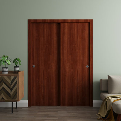 Sliding Closet Bypass Doors - ESSENTIAL 8001 - Rails Hardware Set - Wood Solid Bedroom Wardrobe Doors