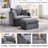 46" Oversized Swivel Chair With Ottoman Upholstered Deep Seat Accent Chair With 2 Pillows Suitable For Living Room, Bedroom, Lounge, Office-1731208891