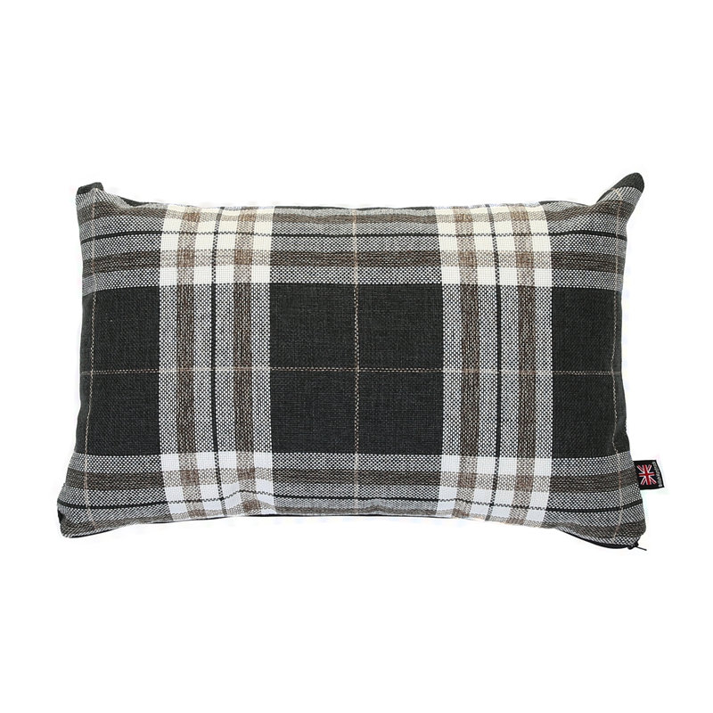 Chagnon Plaid Square Throw Cushion, Black, 30cm x 50cm