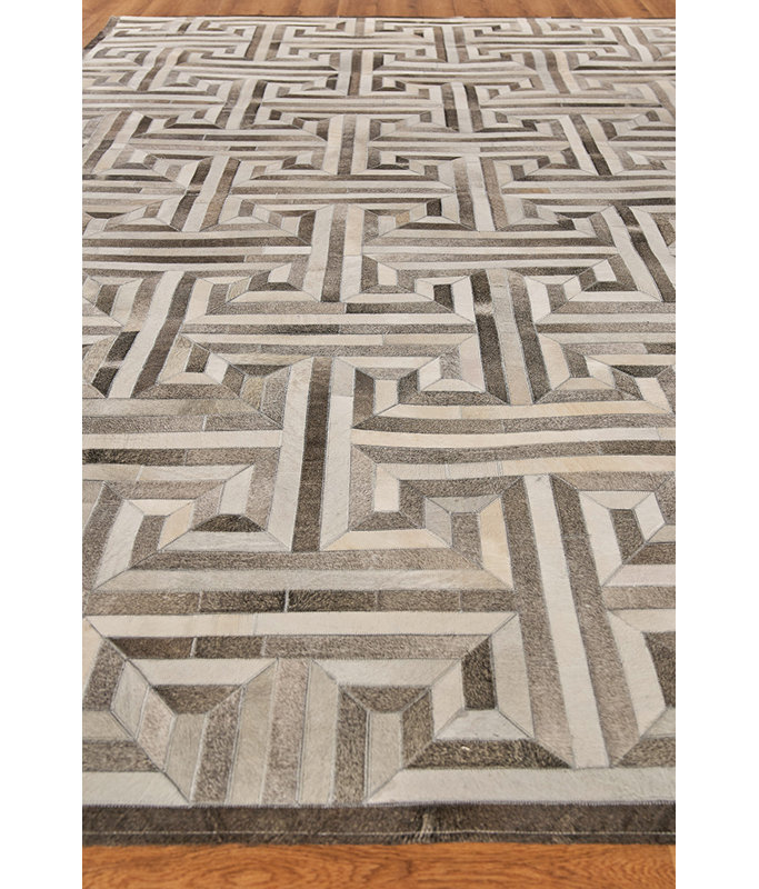 Natural Hide Cowhide Geometric Area Rug, Rectangle 11'6" x 14'6"