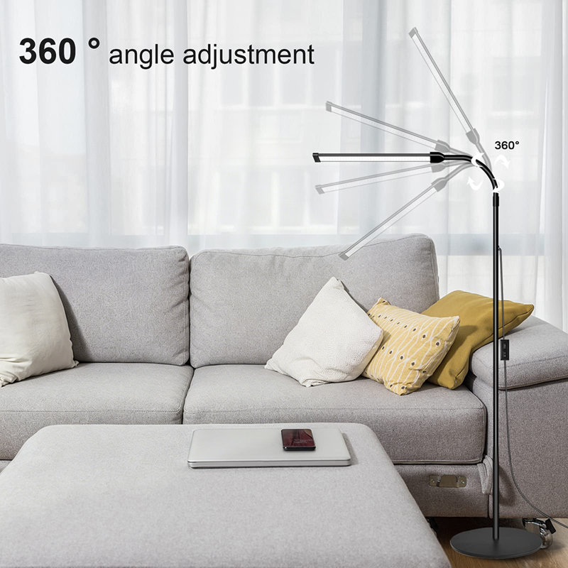 Lampe sur pied 18W 112 LEDs, lumière de maquillage à cils à intensité variable, 3000K-6000K avec port USB pour lampe de salon