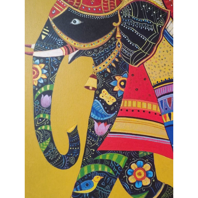 Magnifique œuvre d'art d'éléphant | Acrylique sur toile | Par Bhaskar Lahiri