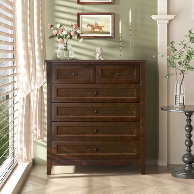 Six-Drawer Chest 6 - Drawer Birch Solid Wood Dresser -  Red Barrel StudioÂ®, 8C6602D1096845B0971A3A227FE0BC82