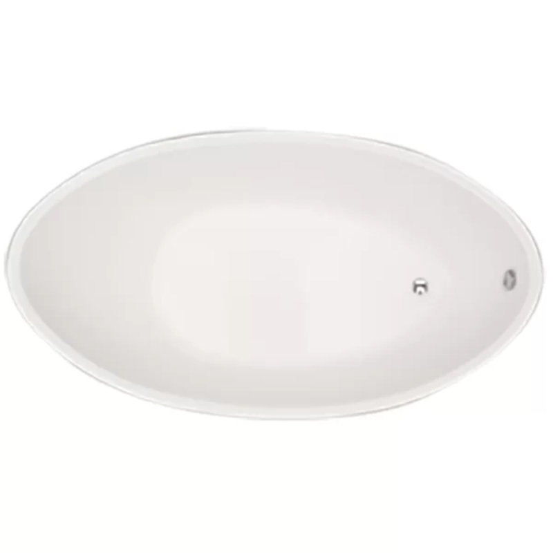 Carli 60'' L Soaking Bathtub, Biscuit, Polished Nickel