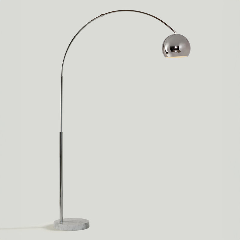 Adjustable Chrome Arc Floor Lamp with Marble Base