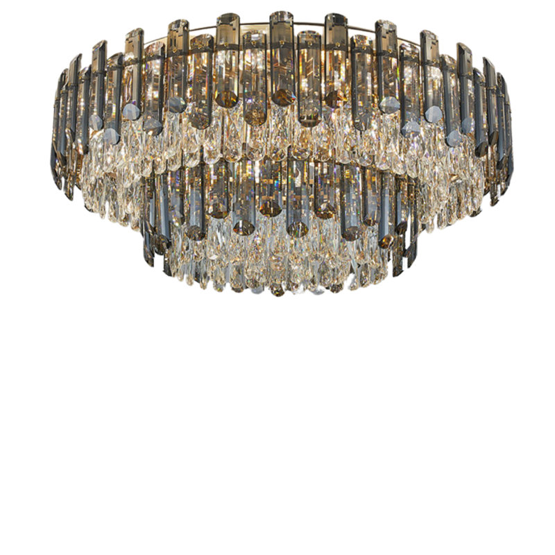 Algut 7 - Light Crystal LED Chandelier, Gold, 27cm H x 50cm W x 50cm D