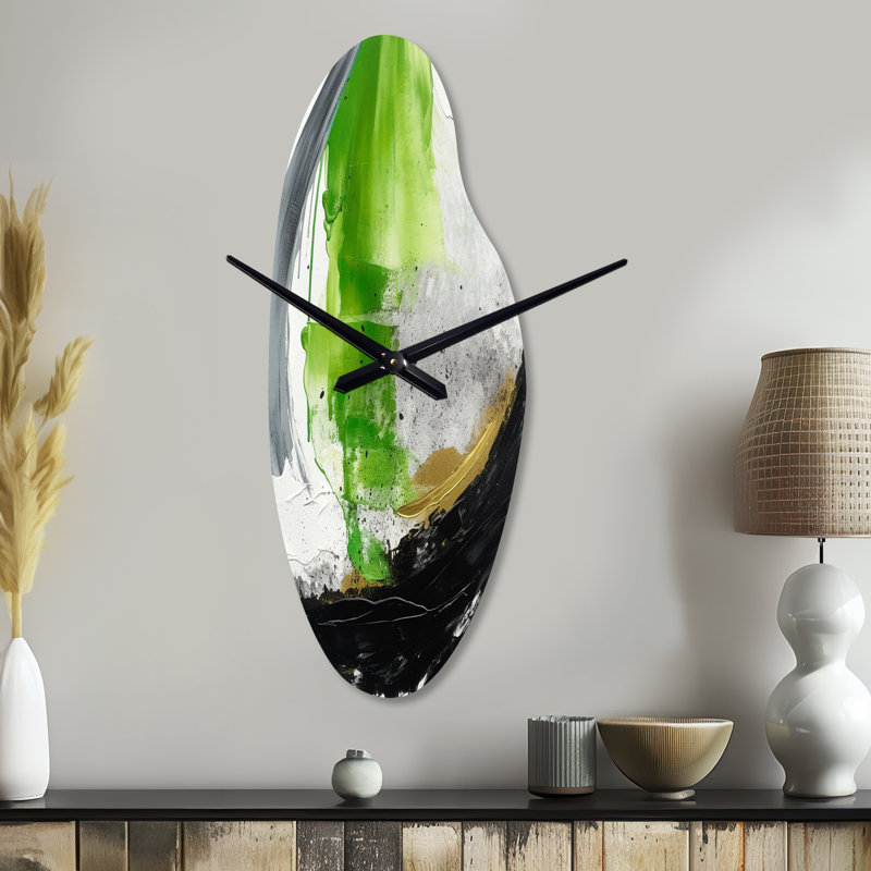 Grande horloge murale 3D en marbre vert et noir, Grand