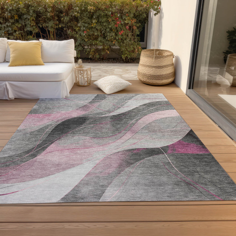 Machine Washable Indoor/Outdoor Cinead ACN1668 Pink Rug, Rectangle 2'6" x 3'10"