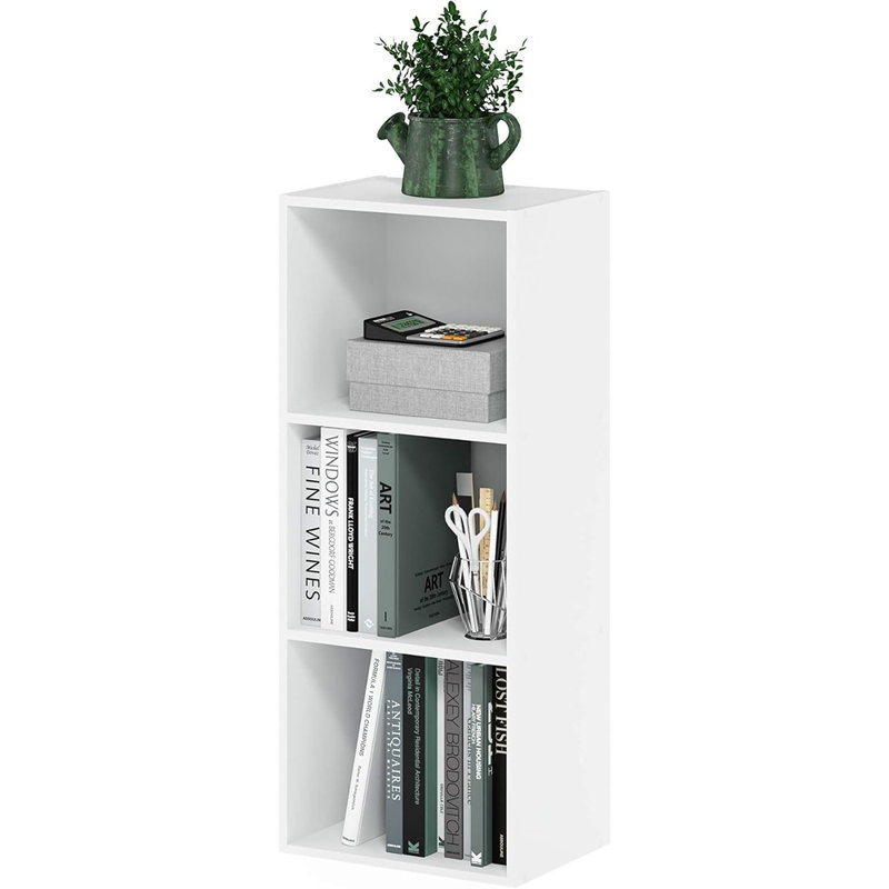 Bibliothèque à 3 cubes LUDER, bibliothèque moderne avec tablettes ouvertes, rangement autoportant pour salon, chambre à coucher, bureau personnel, blanc