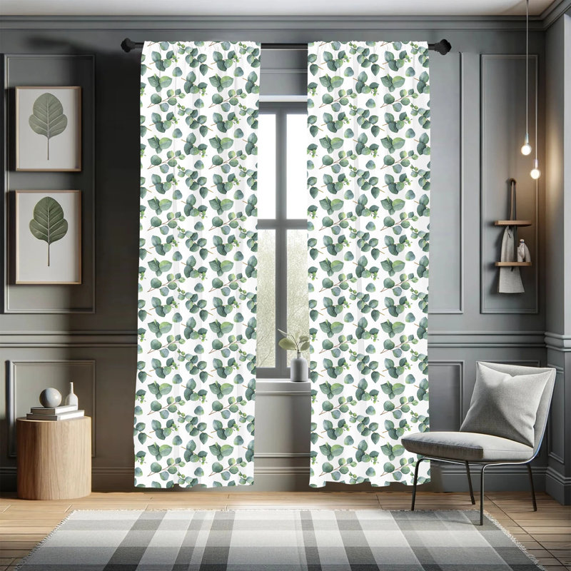 Paire de rideaux semi-transparents avec passe-tringle Leaf, 28 po x 63 po