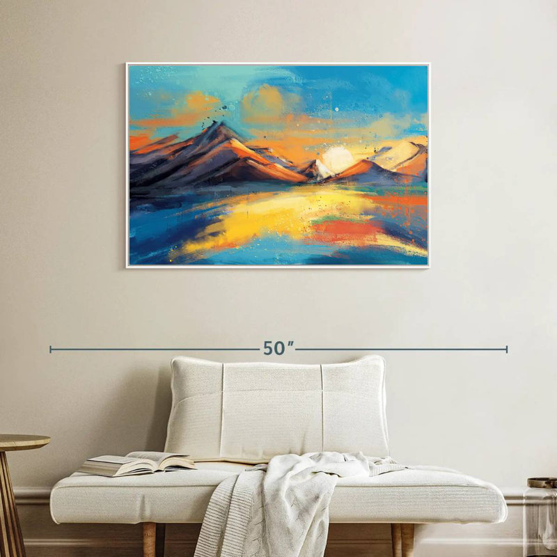 Coucher de soleil, paysage de Quenby, Cadre flottant blanc, 40 po x 27 po