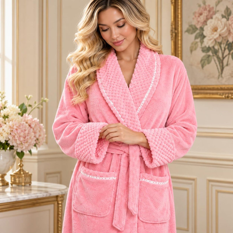 LOTUS LINEN Peignoirs moelleux moelleux peignoirs longs, TG / TTG, Rose