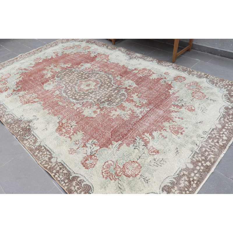 Tapis Oushak antique de couleur rouge surdimensionné de style oriental rétro