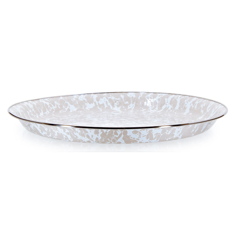 Taupe Swirl Earthenware Tray, Medium 15.5" Tray