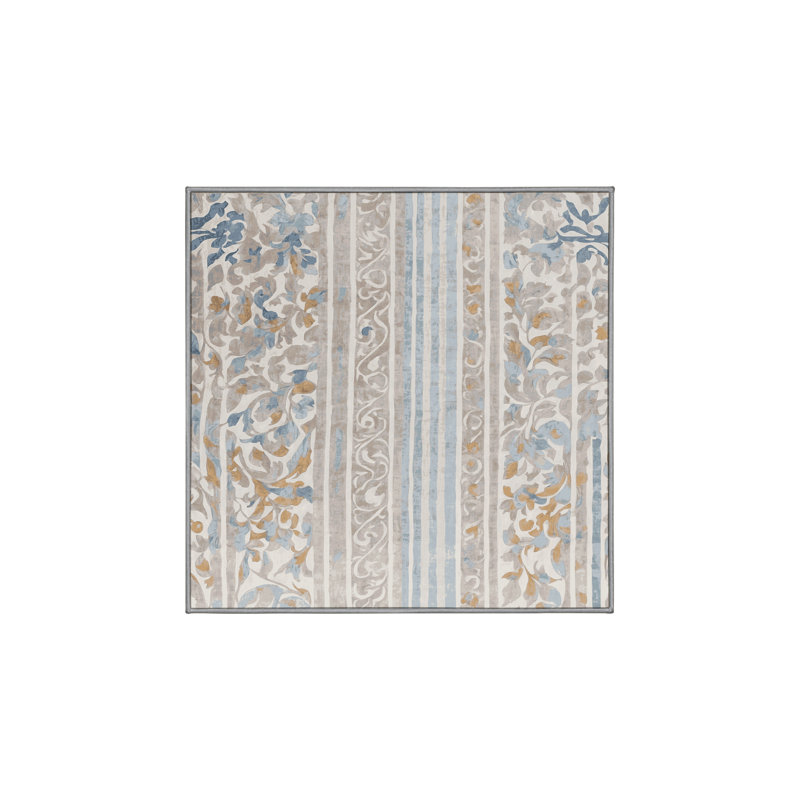 Machine Washable Gray Area Rug, Square 8'