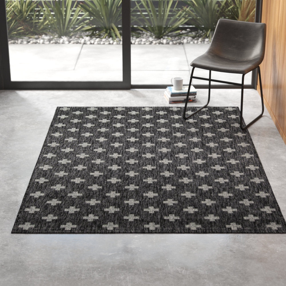 Umbria Striped Indoor / Outdoor Area Rug, Rectangle 6'7" x 9'6", Charcoal 