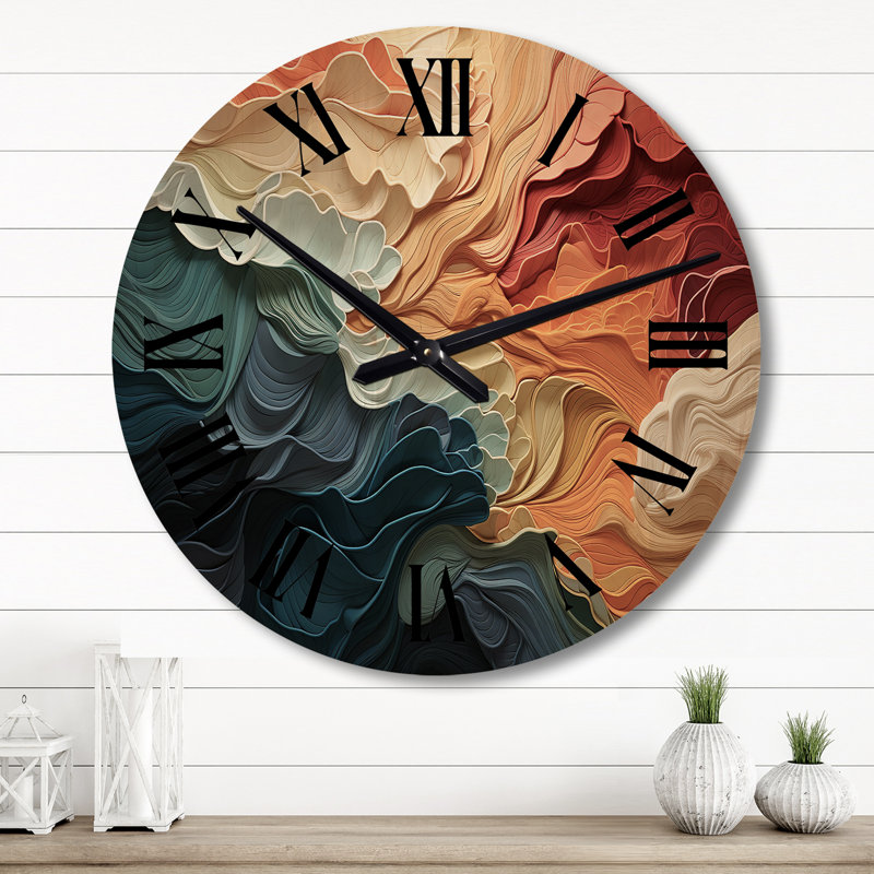 Biomorphism Organic Forms V - Horloge murale moderne surdimensionnée en bois, Grand