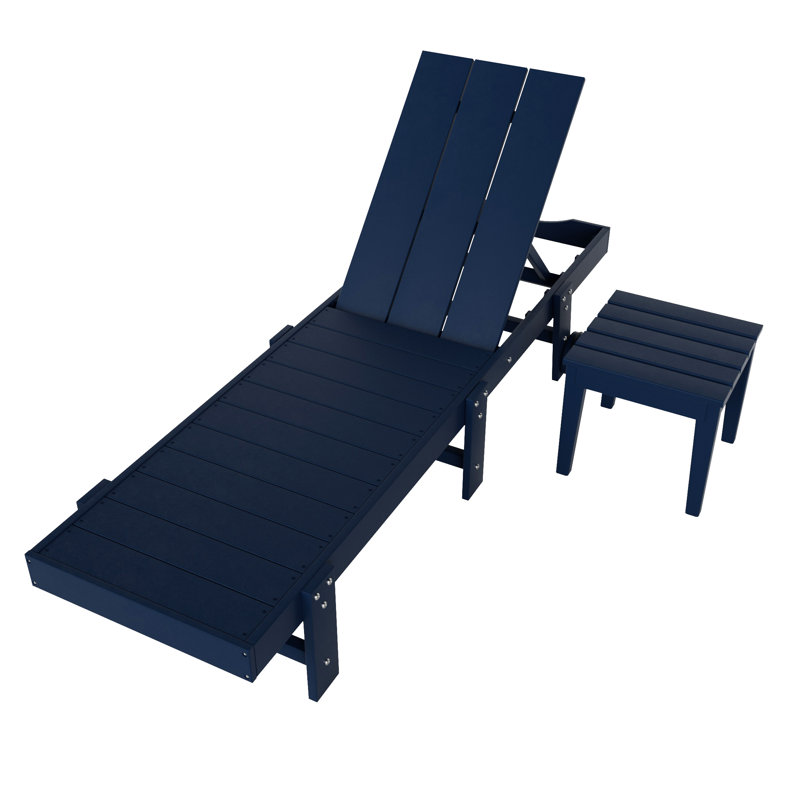 Chaise longue inclinable 77,6 po en poly, Bleu marine