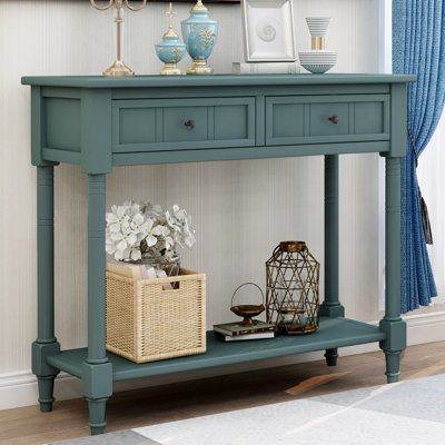 Console Table Traditional Design with Two Drawers and Bottom Shelf