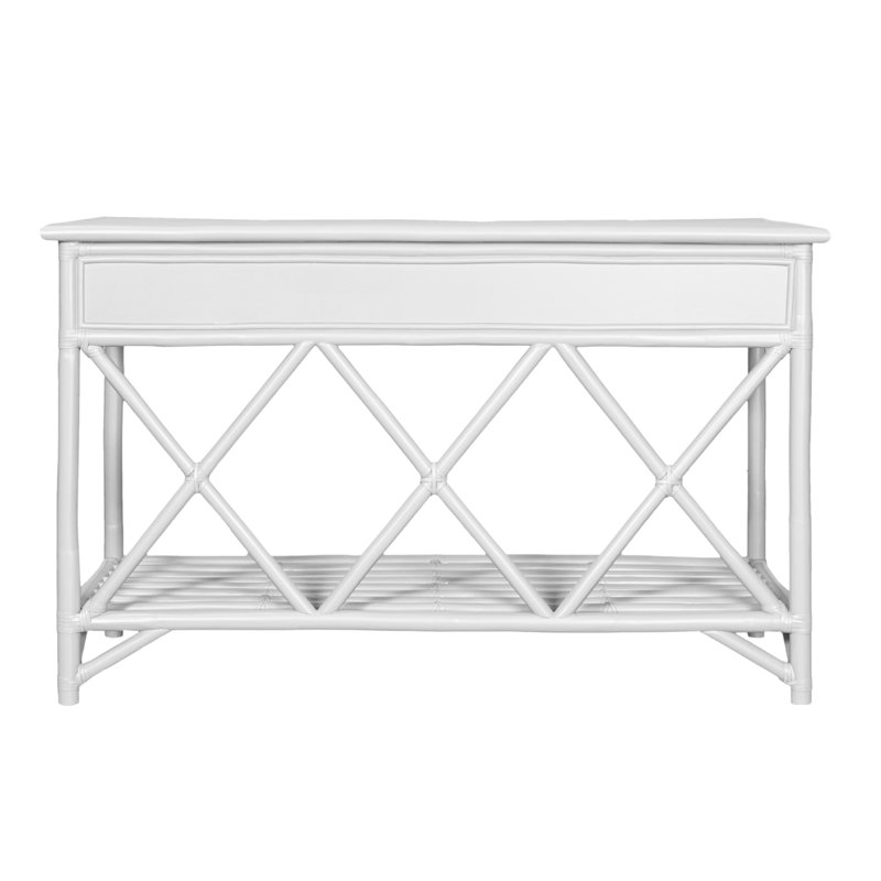 54'' Wide 3 Drawer Rattan Wood Sideboard, White