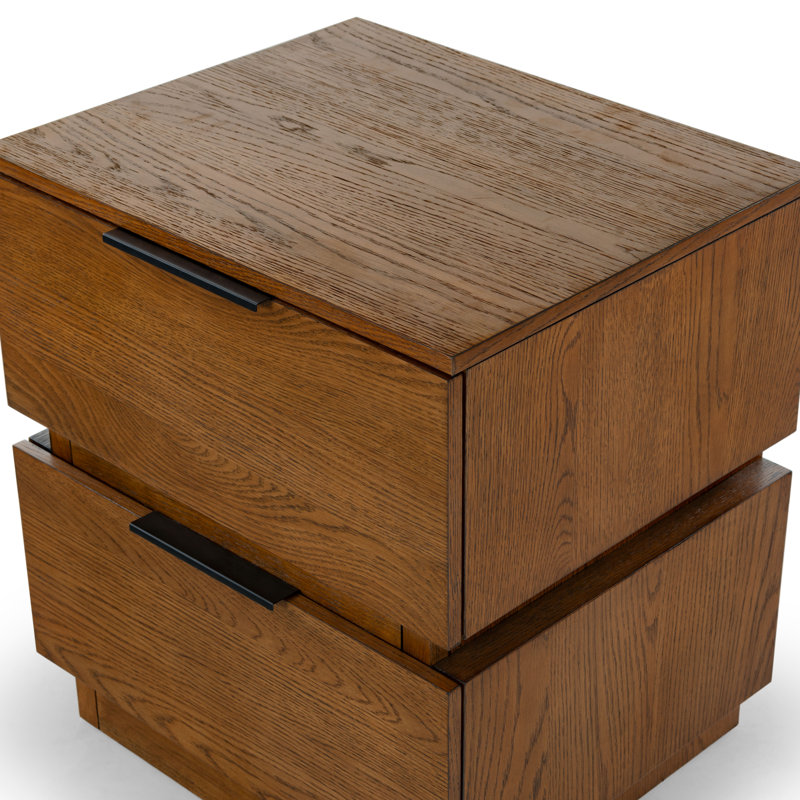 Hubbard 2 Drawer Nightstand, Medium Oak