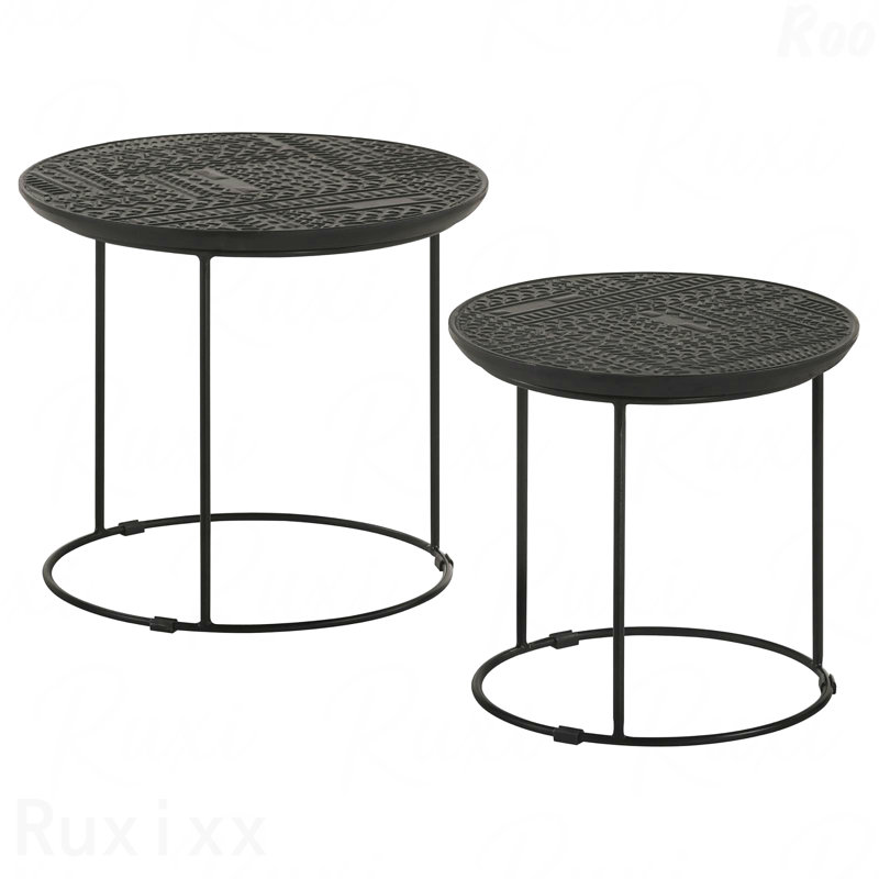 2-Piece Matte Black Nesting Table