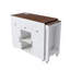 Îlot de cuisine extensible avec table de salle à manger, prise de courant et rangement sur roulettes, blanc