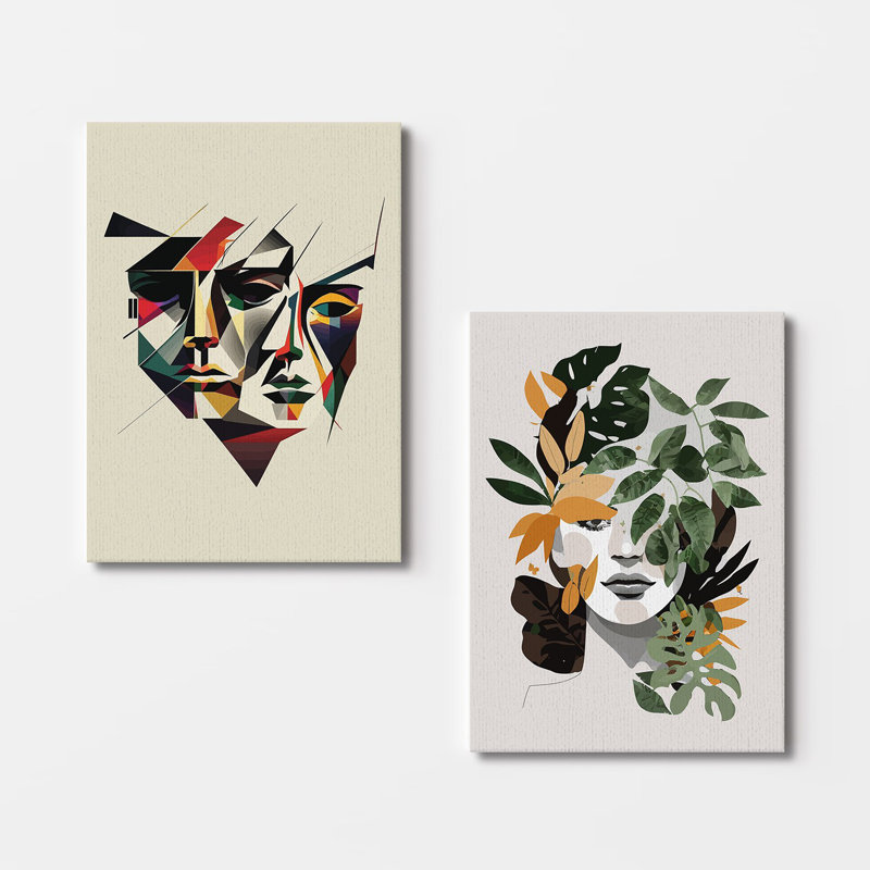 Élégantes peintures sur toile décoratives (2 pièces), 19,7 po x 27,6 po chacune | 100% toile avec cadres 100% bois | Superbe art mural pour le salon et la chambre à coucher, parfait pour la décoration intérieure et les idées de cadeaux