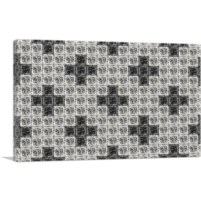 Diamant noir blanc croix Pixel Jewel - impression sur toile tendue, H 26 po x l 40 po x P 0,75 po