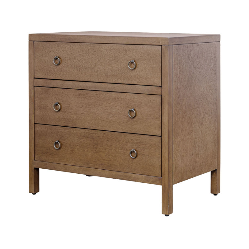 Commode 3 tiroirs Linea, Brun moyen