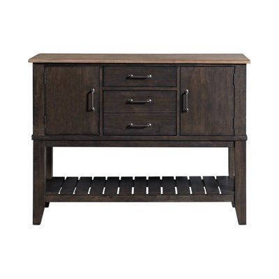 Boise Boise 53" Wide Server with 3 Drawers and 2 Cabinets, Black & Walnut