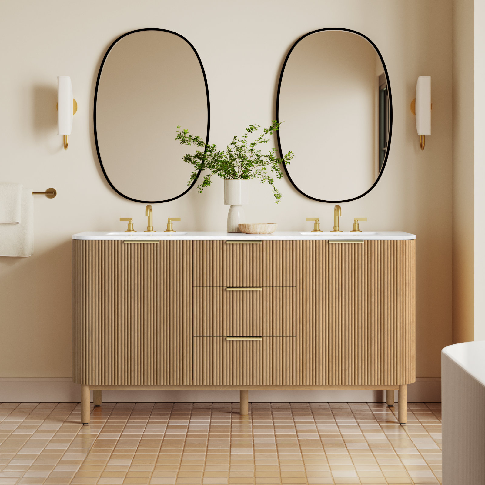 Nova 66" Marble Top Double Sink Vanity