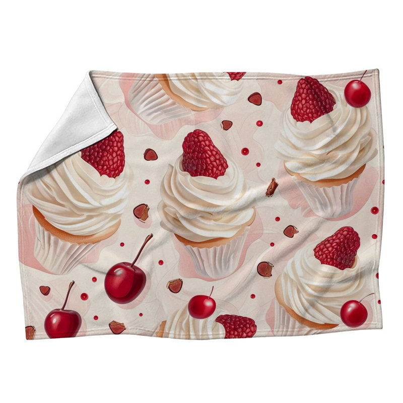 Cupcakes Food Machine Printed Throw Blanket, 60" W x 80" L