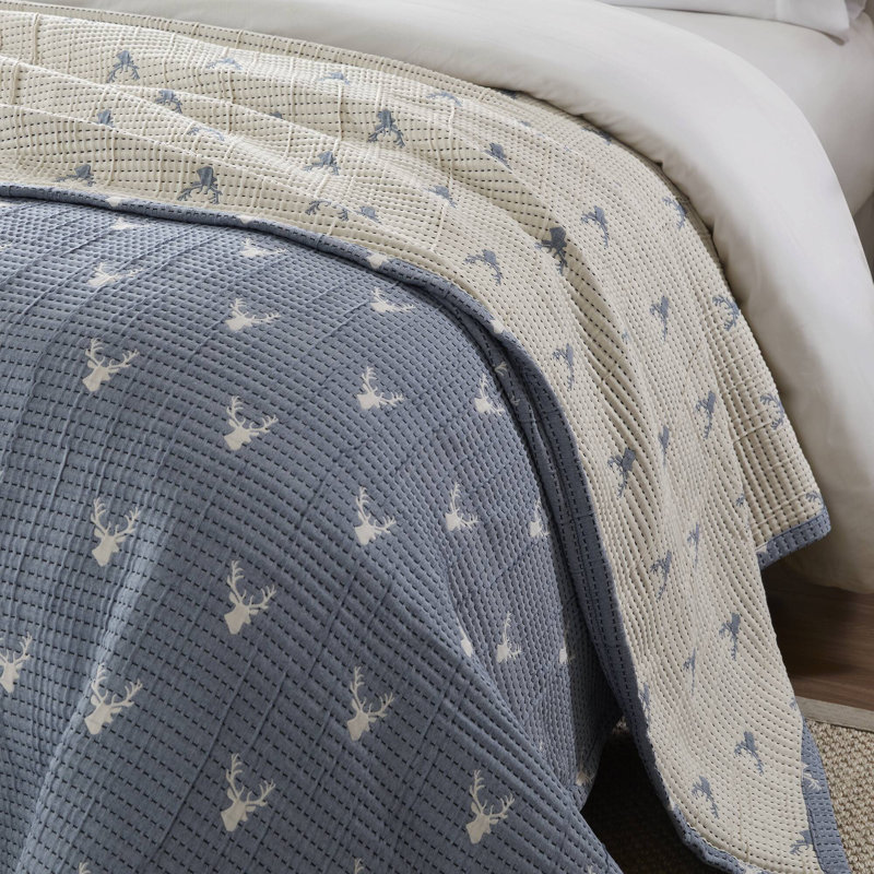 Ensemble de literie réversible de très grande taille, style chalet rustique en polyester pour la maison