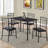 Dining Table Set, 5Pcs Set, Small, 40" Rectangular, Kitchen, Black Metal, Black Leather Look, Contemporary, Modern