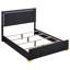 Ensemble de chambre avec grand lit 5 pièces Dex et tête de lit à DEL moderne, miroir, noir-114566059-114566062