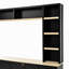 Meuble audio-vidéo de style maison de campagne l 102,3 po avec tablettes en pont, console centrale rustique pour le salon-32665332