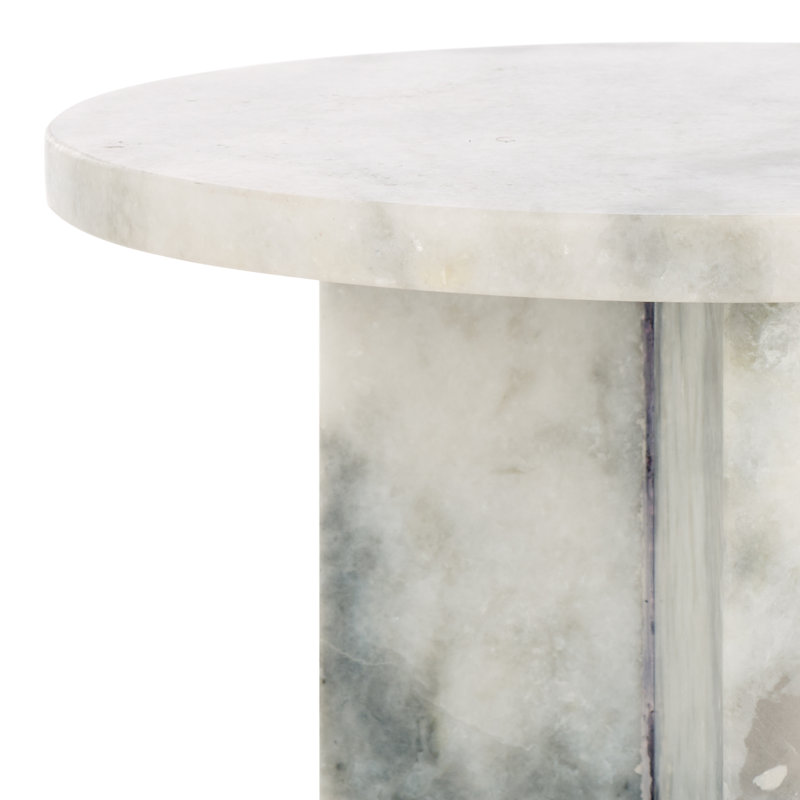 Devlin Marble Drink Table, White