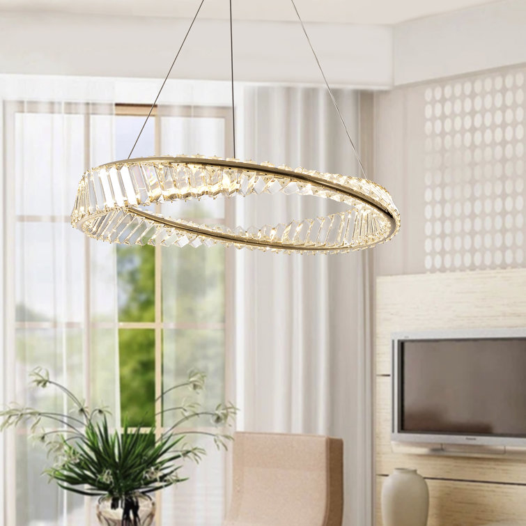 Gentri 1-Light Dimmable LED Unique Geometric Chandelier with Crystal Accents