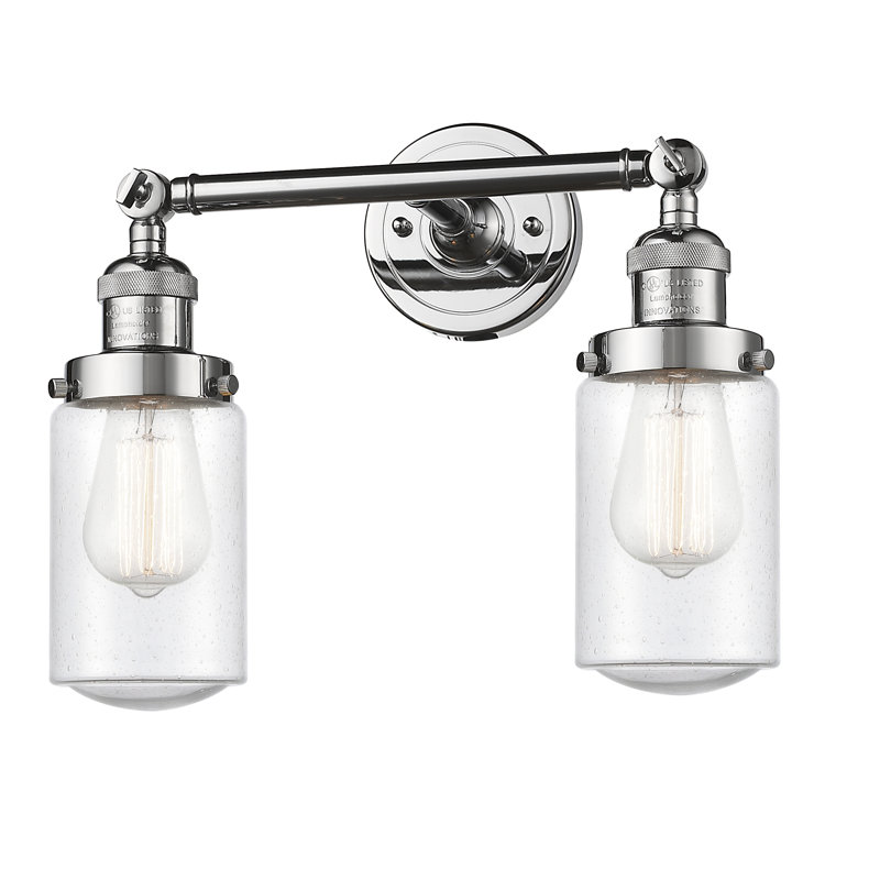 Saroyan 2 - Light Dimmable Vanity Light, Seedy, 6 Watt Vinage LED Bulb, Polished Nickel