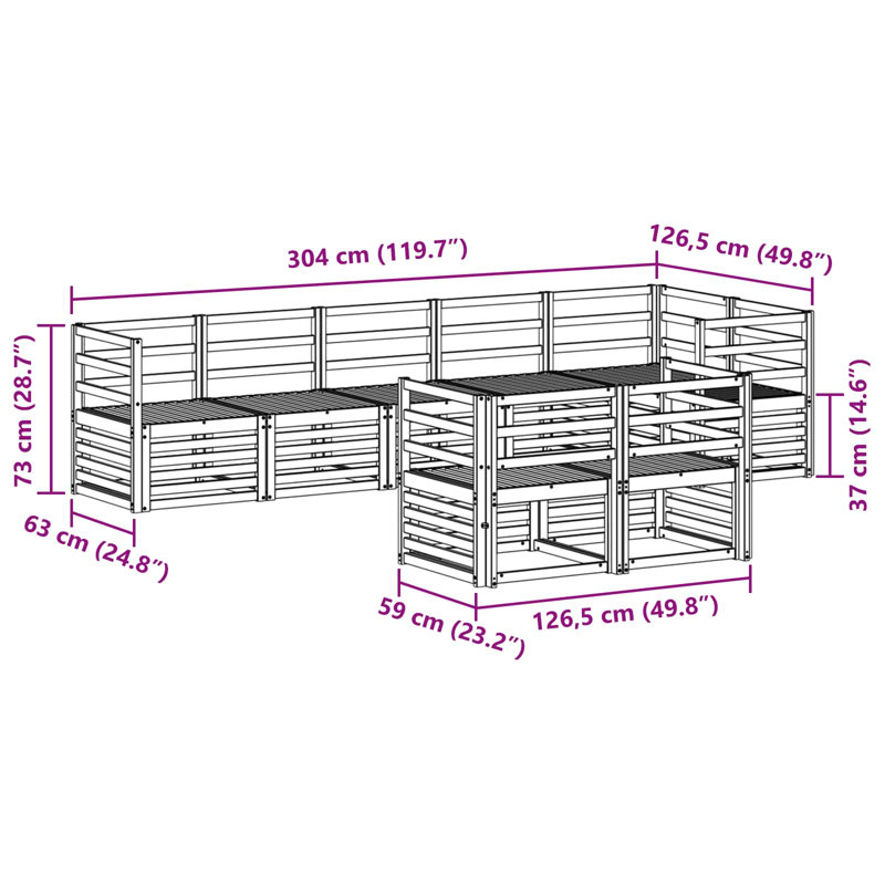 304cm Wide Patio Sectional Set