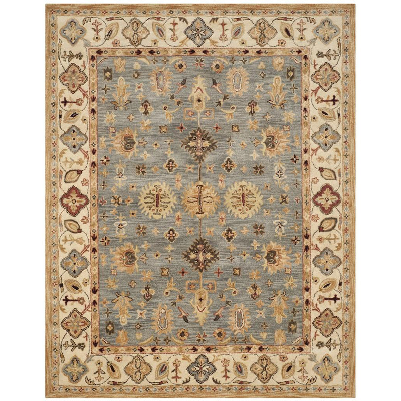 Antiquity Hand-Tufted Blue / Ivory Area Rug, Rectangle 6' x 9'