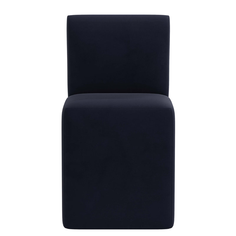 Chaise rembourrée Mendy, Velours performance encre classique