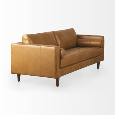 Canapé à accoudoirs en cuir véritable 88 po Blaj
