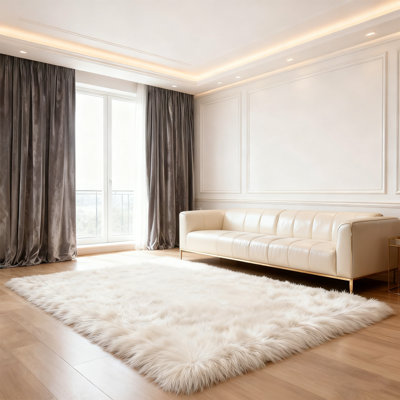 Plush Faux Sheepskin White Rug