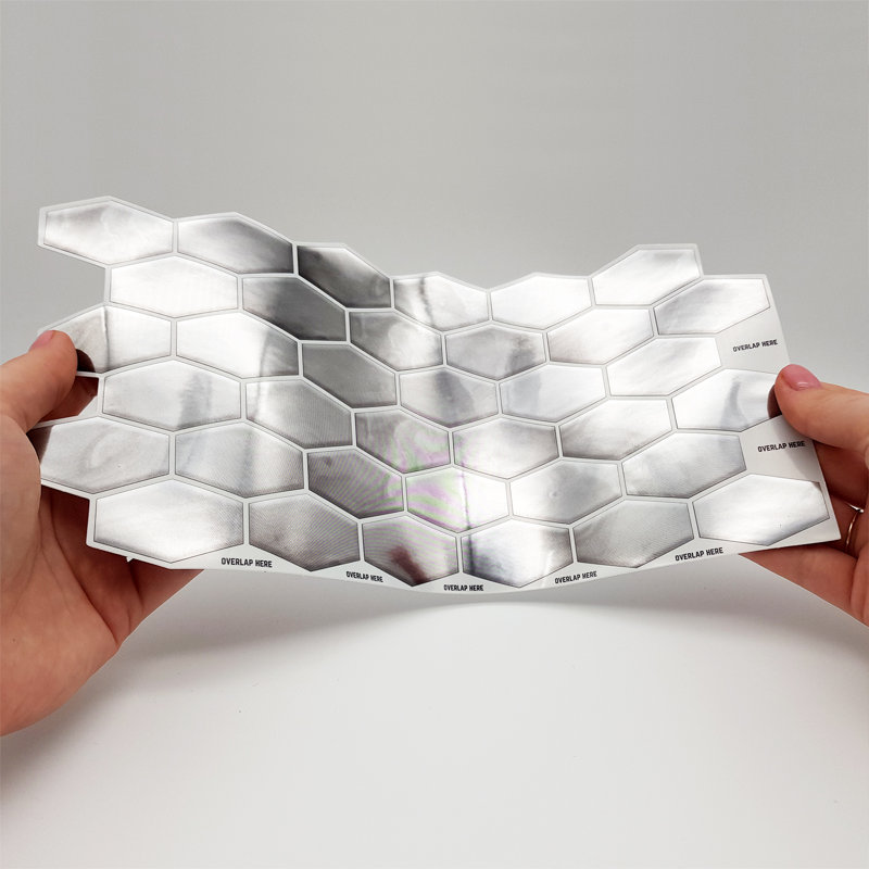 15cm W x 30.5cm L Aluminum Peel and Stick Mosaic Tile, Light Grey