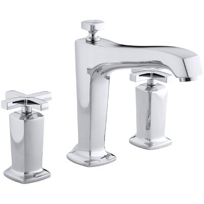 MargauxÂ® Deck-Mount Bath Faucet Trim for High-flow Valve with Diverter Spout and Cross Handles, Valve Not Included -  Kohler, K-T16236-3-CP