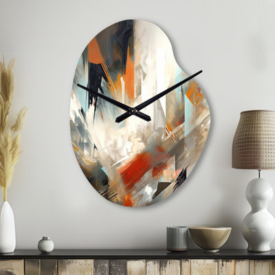 Horloges murales asymétriques abstraites orange et bleu IV - Minimalisme