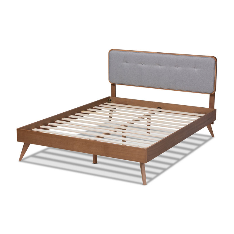 Lit plateforme tapissier Daventry Cowarts, Gris clair, Double